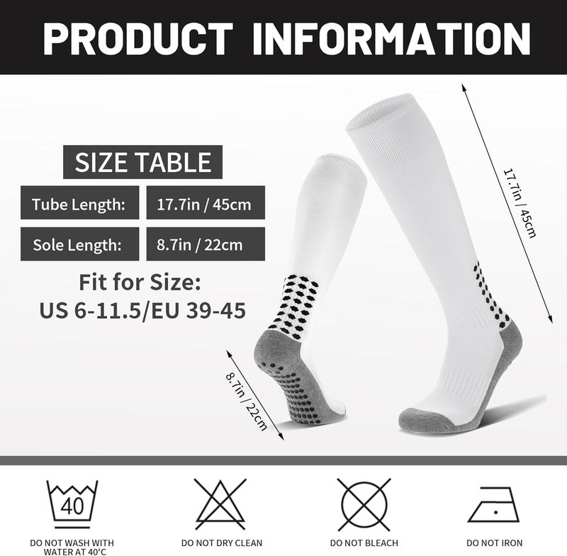 Regilt 3 Pairs Grip Soccer Socks Men Cushioned Non Slip Football Basketball Sports Socks Knee High Long Socks - Image 2